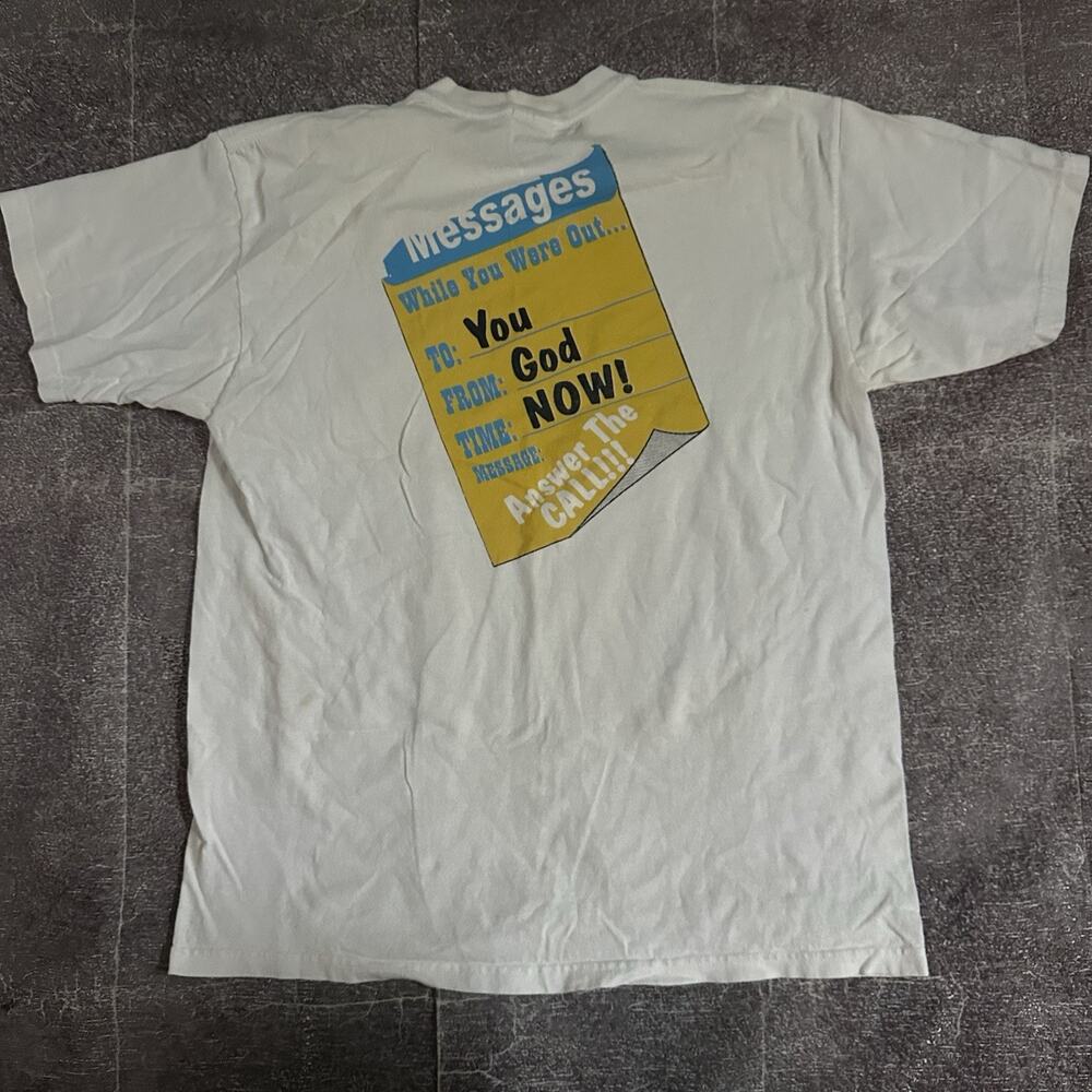 Men's Vintage 90's Anvil Answer The Call From God White Jesus T Shirt Tee Sz L